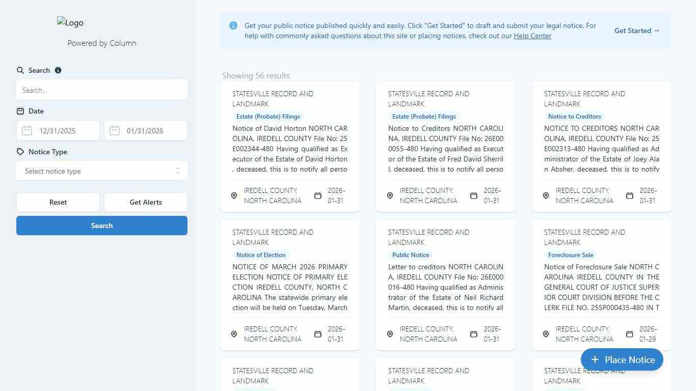 Public Notices Statesville Record and Landmark