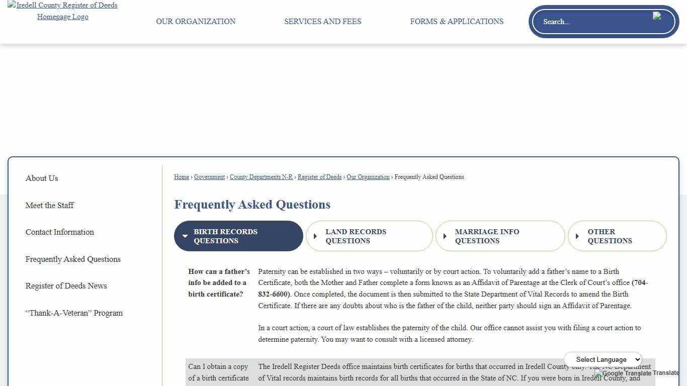 Frequently Asked Questions Iredell County, NC