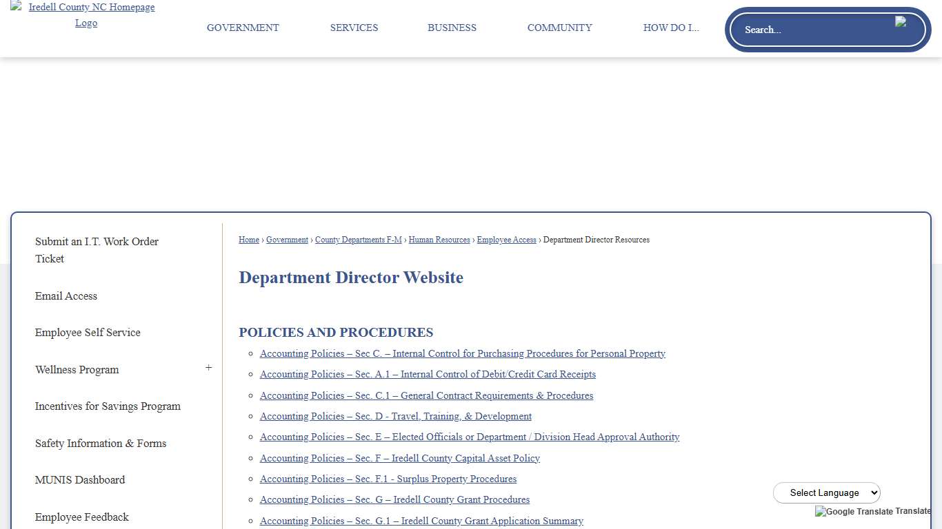 Department Director Website Iredell County, NC