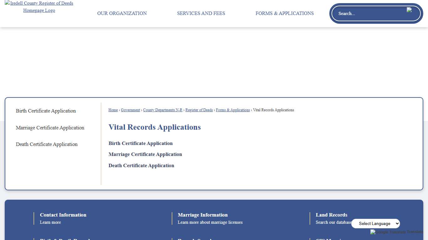 Vital Records Applications Iredell County, NC
